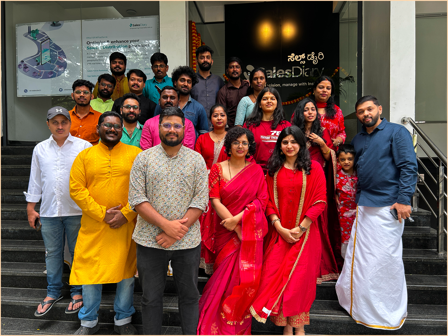 The SalesDiary team celebrating at the office